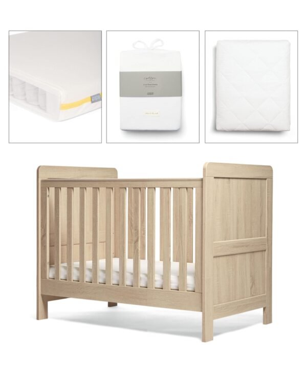 Atlas Small Bundle with Essential Airflow Pocket Spring Mattress (4 Piece) - Light Oak