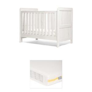 Atlas Small Cotbed Bundle with Essential Airflow Pocket Spring Small Cotbed & Cot Mattress - White