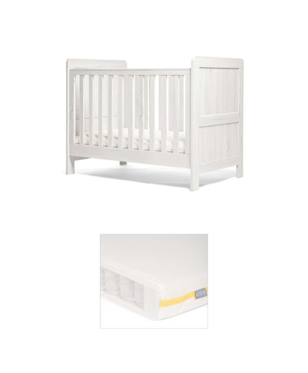 Atlas Small Cotbed Bundle with Essential Airflow Pocket Spring Small Cotbed & Cot Mattress - White