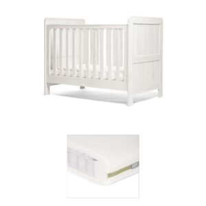 Atlas Small Cotbed Bundle with Premium Pocket Spring Small Cotbed & Cot Mattress - White