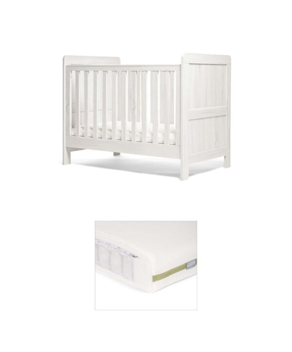 Atlas Small Cotbed Bundle with Premium Pocket Spring Small Cotbed & Cot Mattress - White